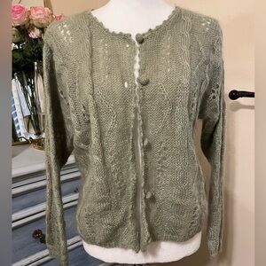 Mohair Women's Cardigan in Sage Green